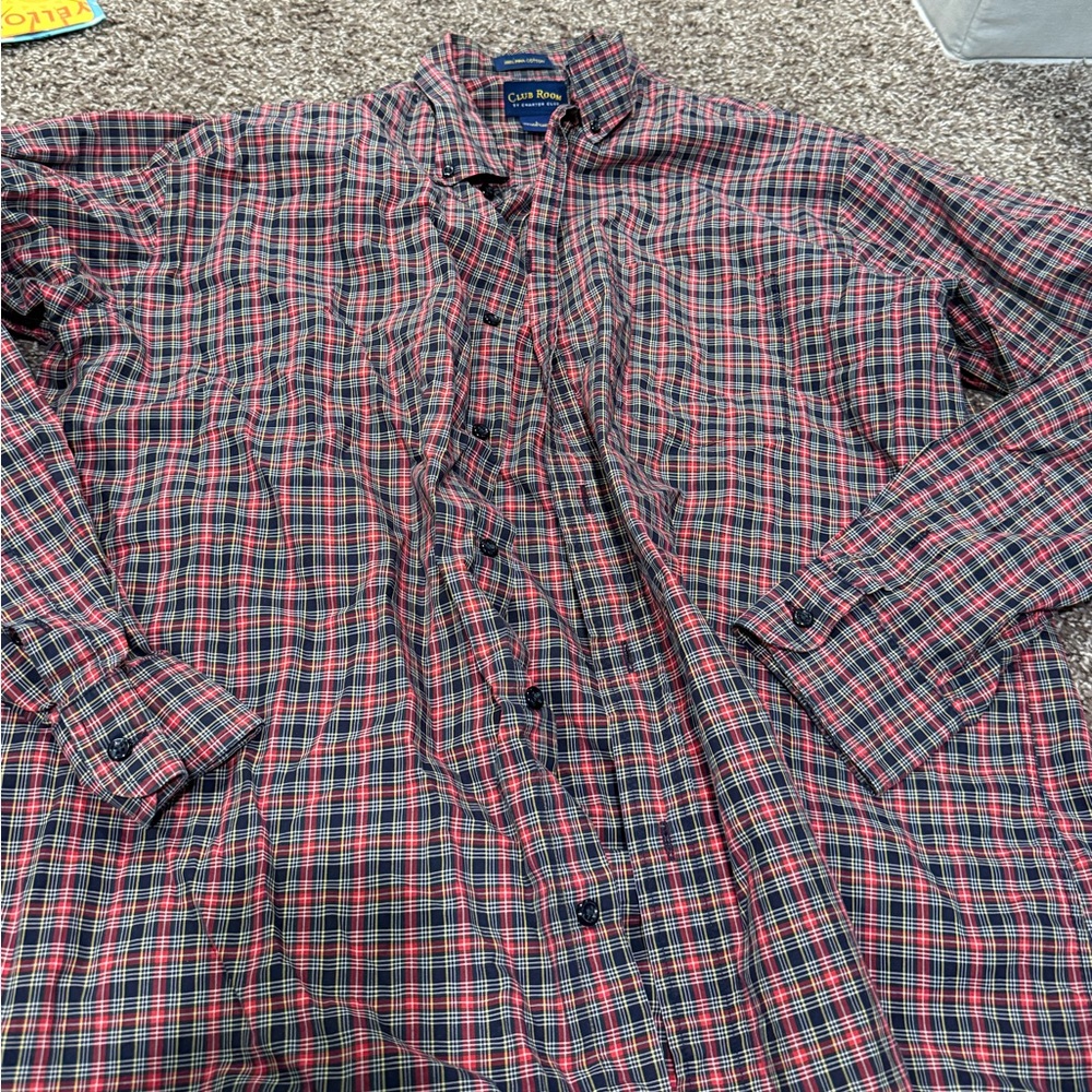 🍄Club Room Red and Blue Checkered Shirt